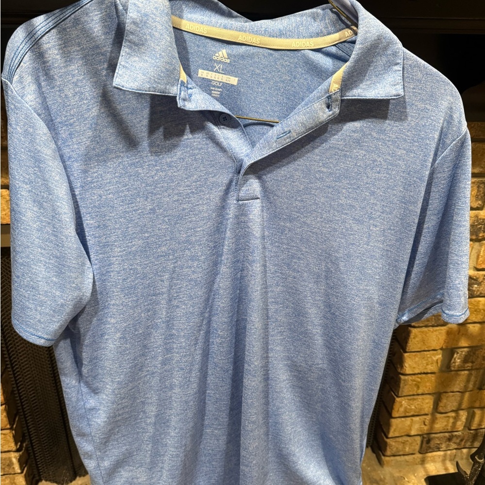 Adidas Men's Heathered Blue Polo Shirt